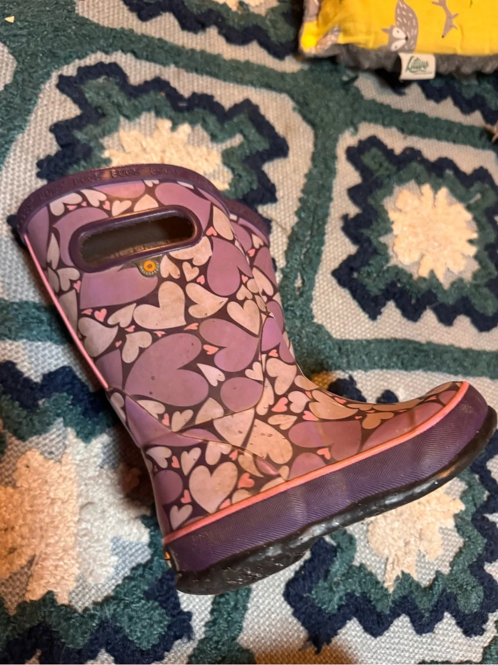 Bogs Kids Purple and Pink Heart Rain Boots toddler size 9